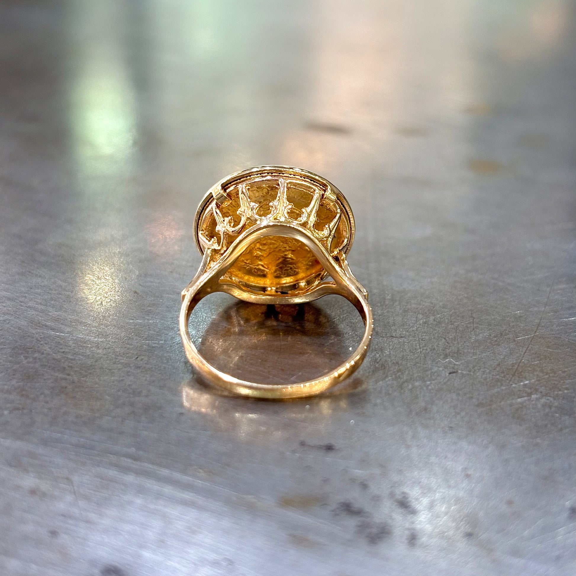 Bague Pièce - Or Jaune 750 & Pièce Or 2,5 Pesos