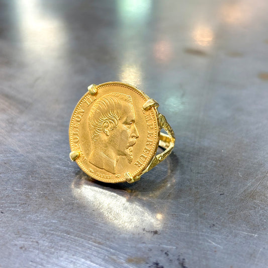 Bague Pièce - Or Jaune 750 & Pièce Or 20 Francs Napoléon