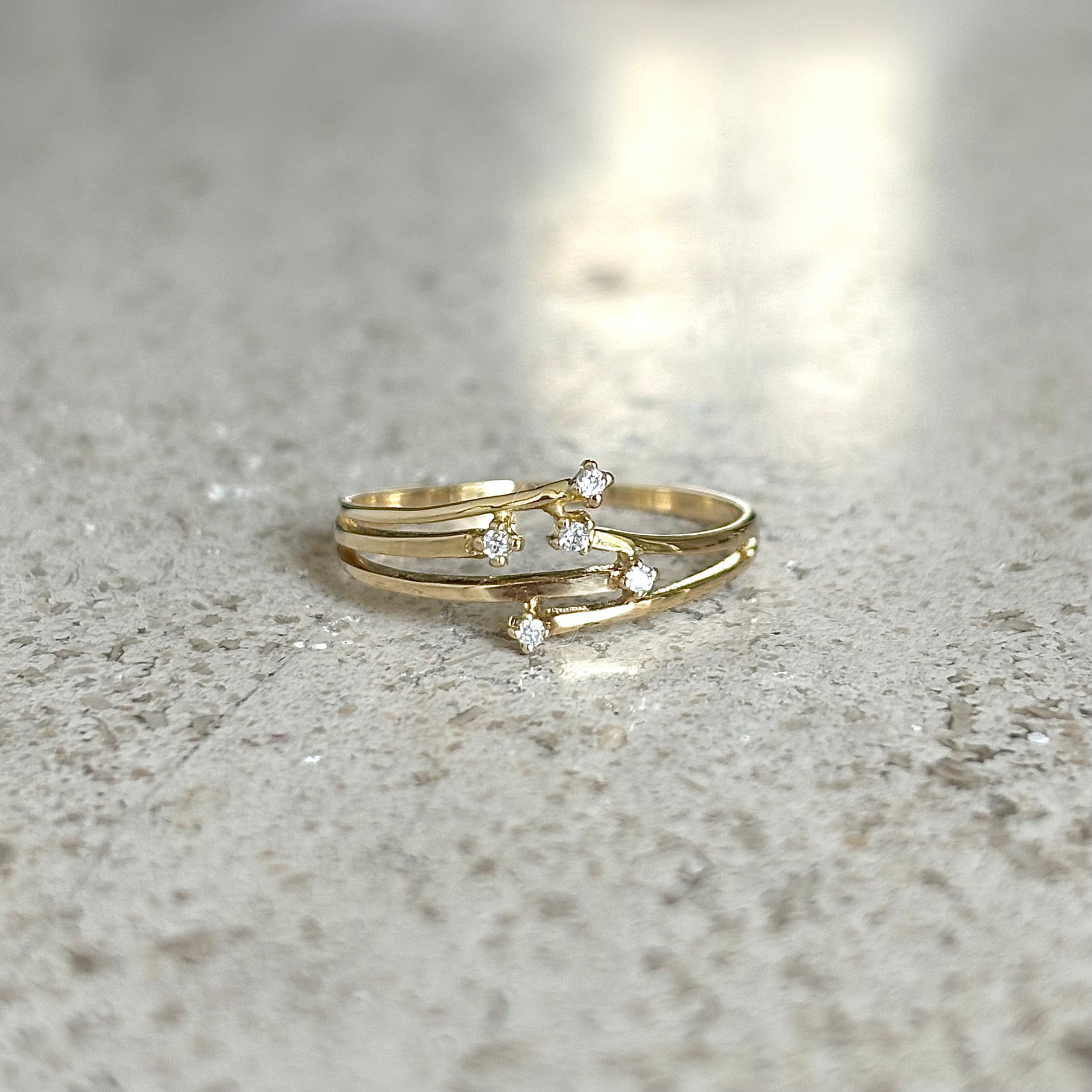 Bague Étoiles - Or Jaune 750 & Diamants