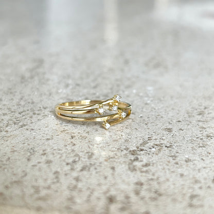 Bague Étoiles - Or Jaune 750 & Diamants
