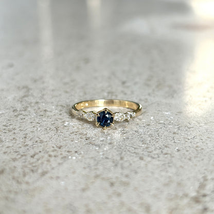 Bague Solitaire Vintage - Or Jaune 750 & Saphir
