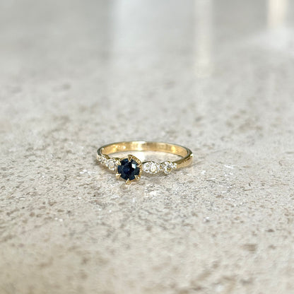 Bague Solitaire Vintage - Or Jaune 750 & Saphir