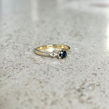 Bague Solitaire Vintage - Or Jaune 750 & Saphir