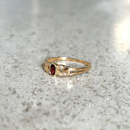 Bague Maille - Or Jaune 750 Grenat & Diamants