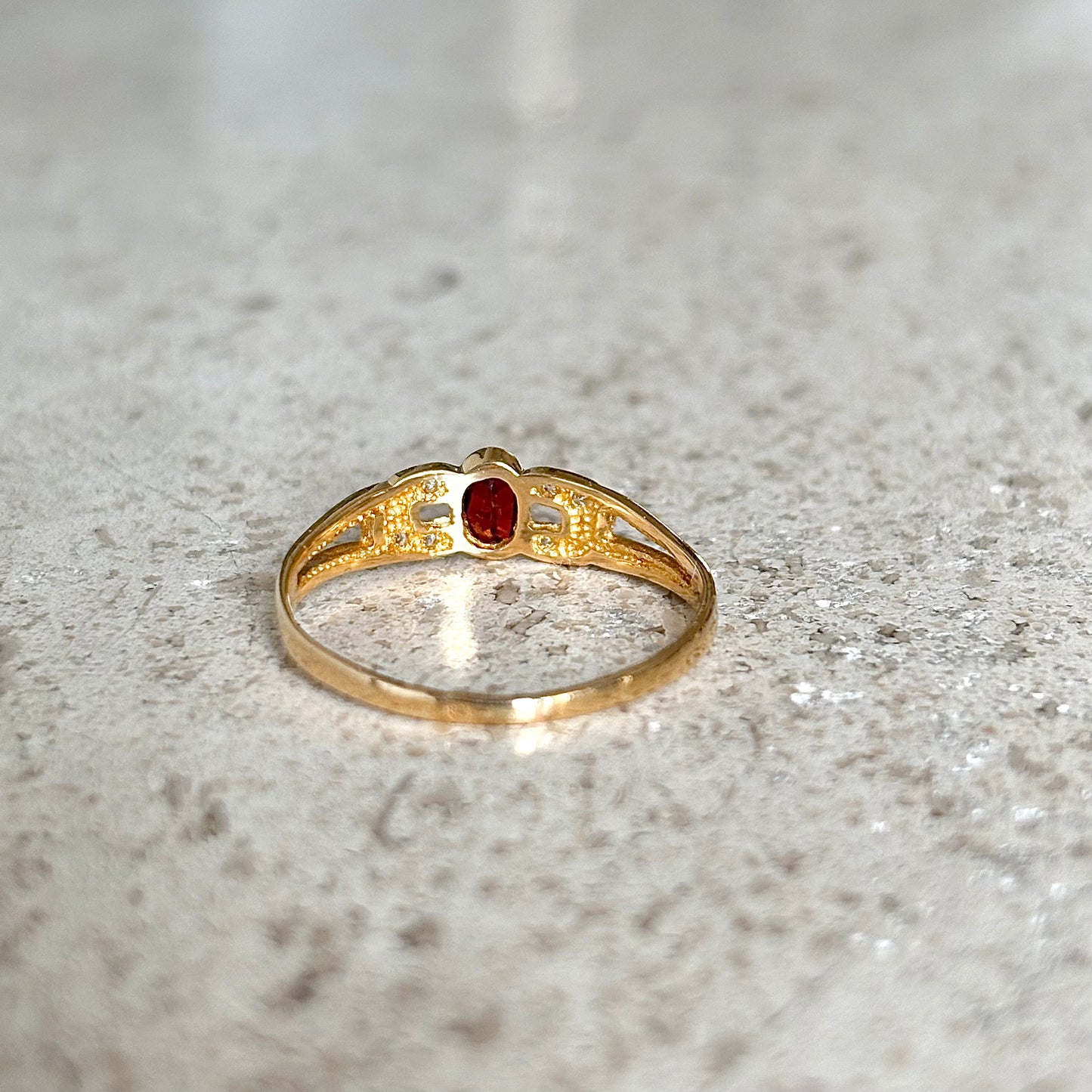 Bague Maille - Or Jaune 750 Grenat & Diamants