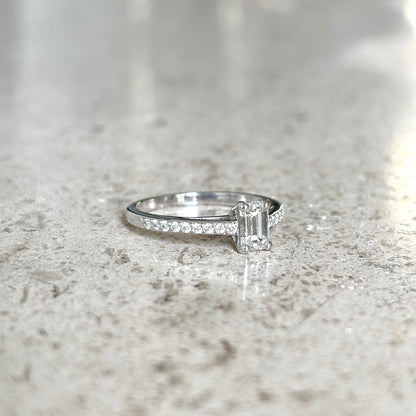 Bague Solitaire - Or Blanc 750 & Diamants