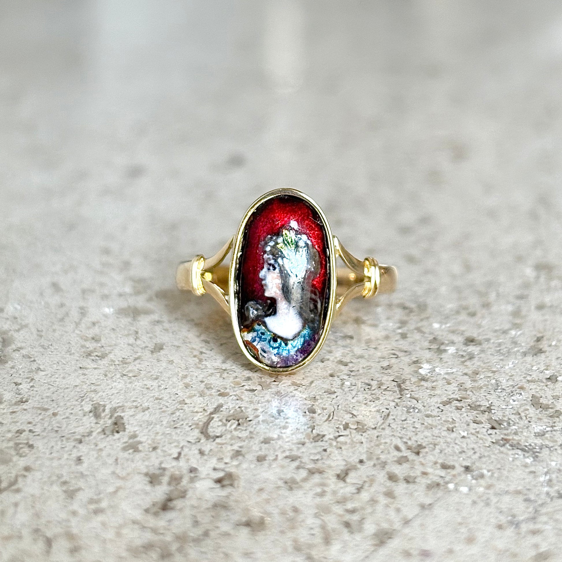 Bague Vintage Limoges - Or Jaune 750 & Émail