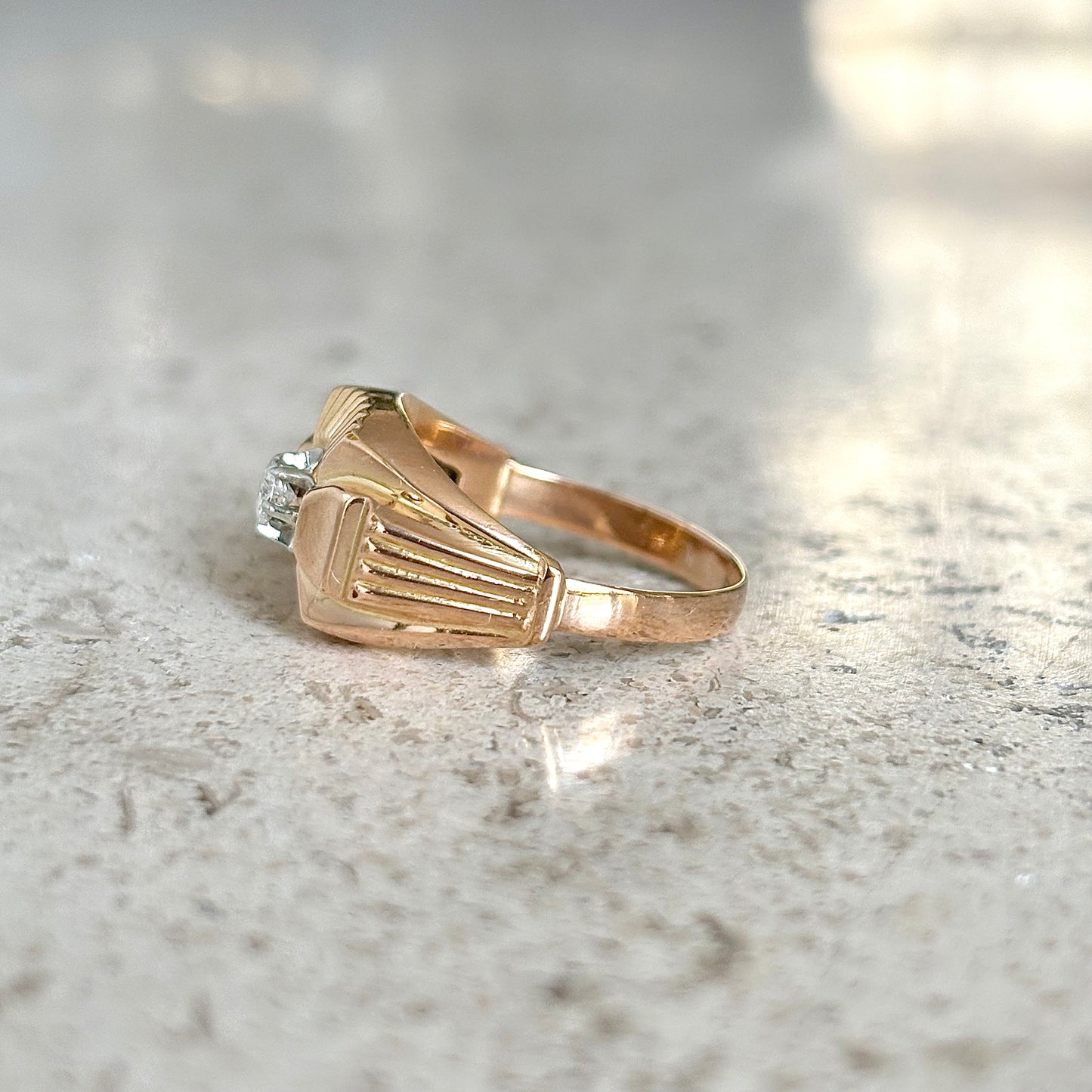 Bague Vintage Art Déco - Or Jaune 750 & Diamant