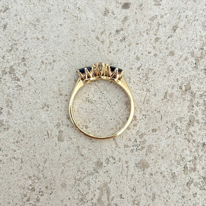 Bague Trilogie - Or Jaune 750 Saphirs & Diamant
