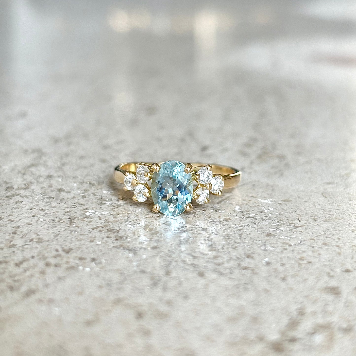 Bague Nausicaä Médium - Or Jaune 750 Aigue-Marine & Diamants