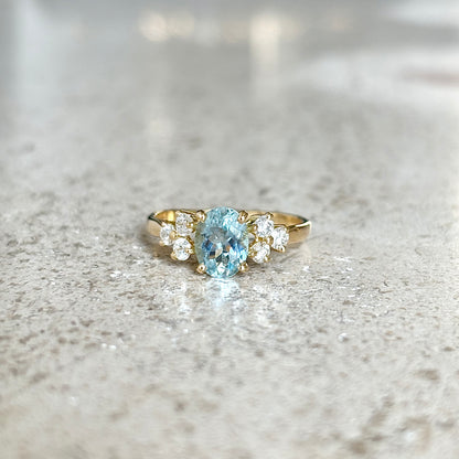 Bague Nausicaä Médium - Or Jaune 750 Aigue-Marine & Diamants