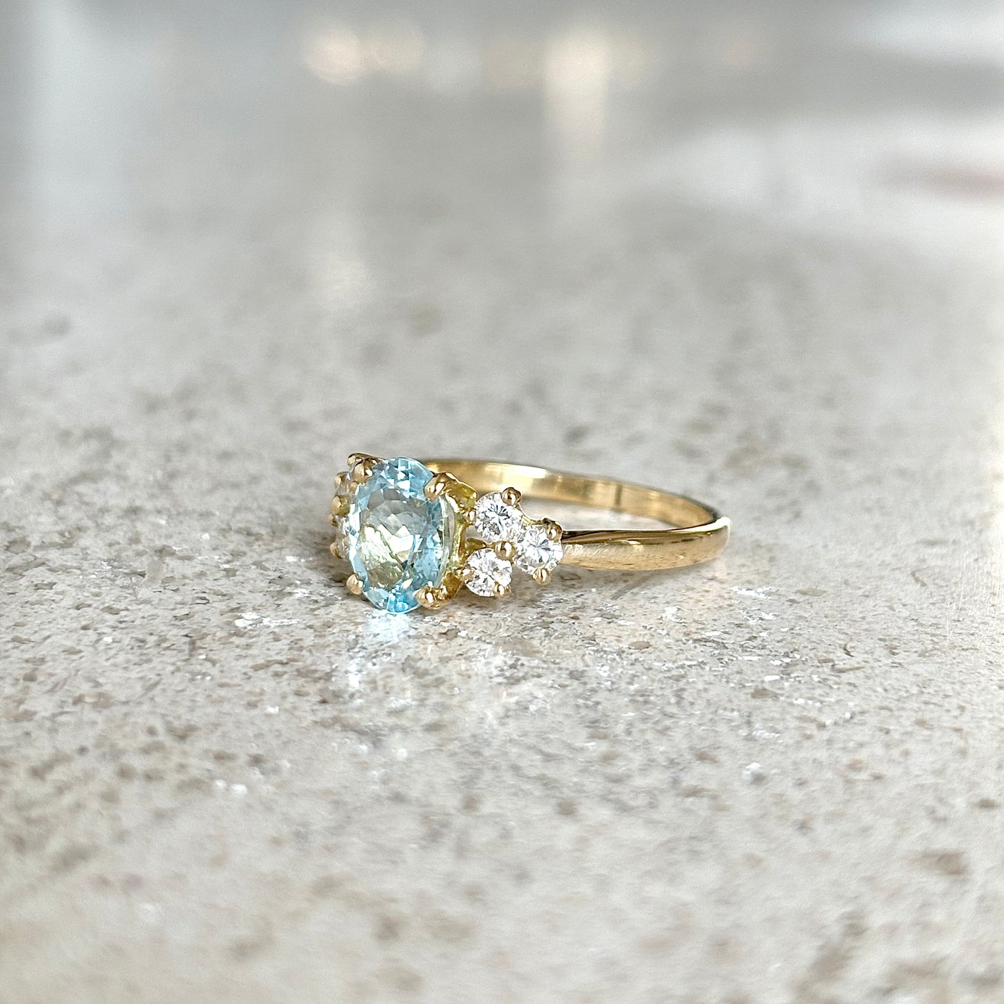 Bague Nausicaä Médium - Or Jaune 750 Aigue-Marine & Diamants