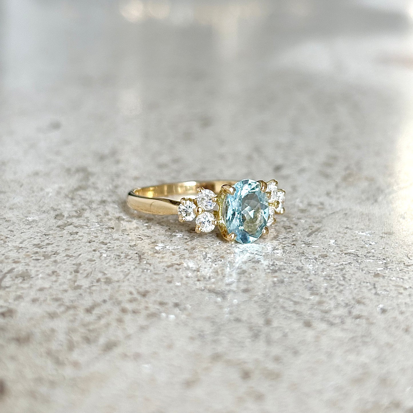 Bague Nausicaä Médium - Or Jaune 750 Aigue-Marine & Diamants