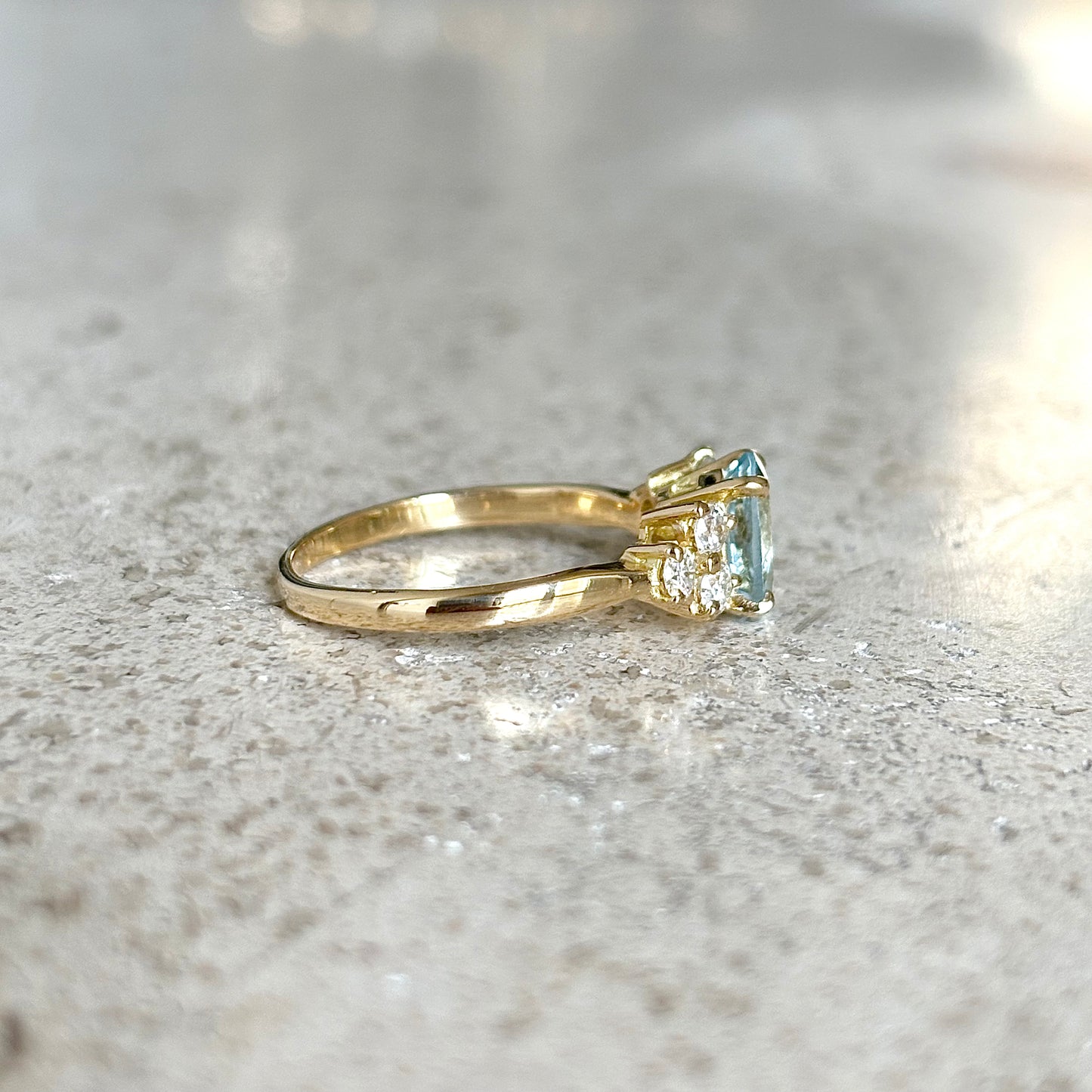 Bague Nausicaä Médium - Or Jaune 750 Aigue-Marine & Diamants