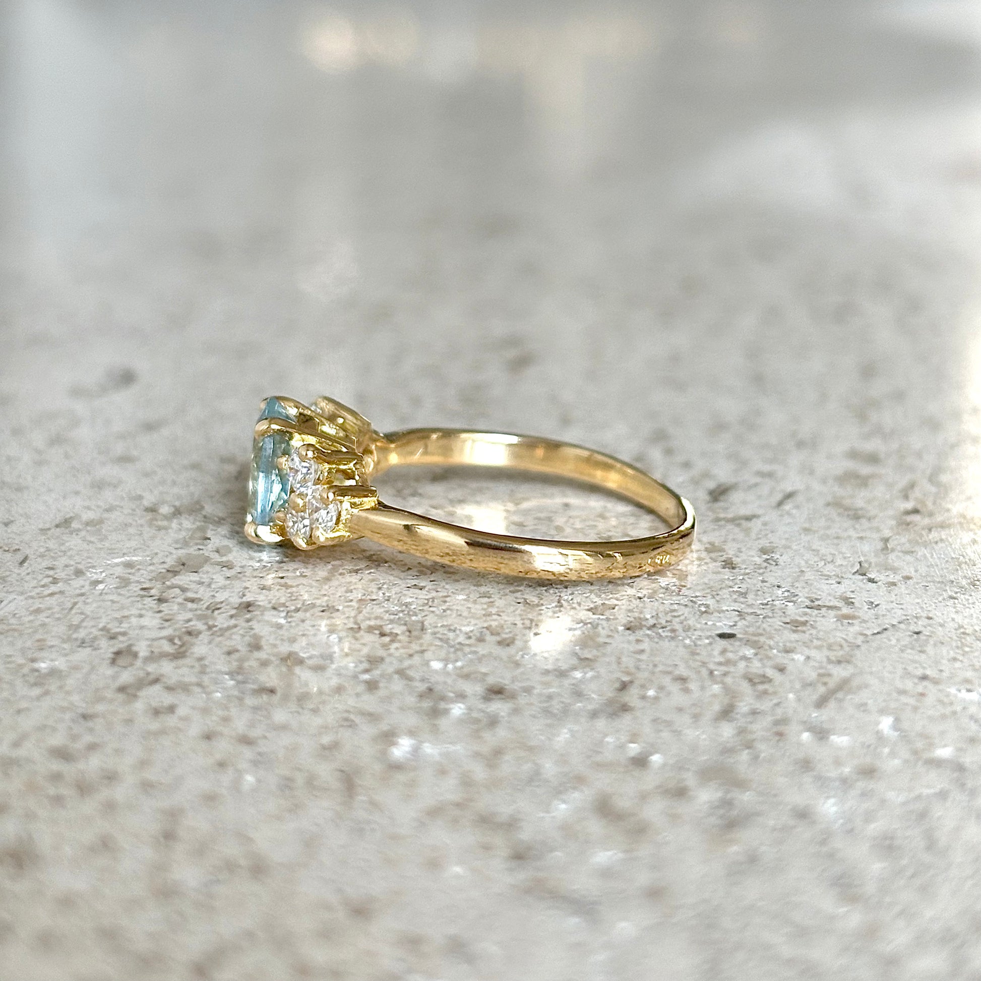 Bague Nausicaä Médium - Or Jaune 750 Aigue-Marine & Diamants