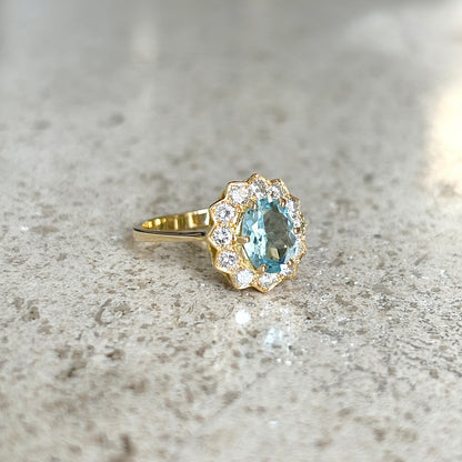 Bague Marguerite - Or Jaune 750 Aigue-Marine & Diamants