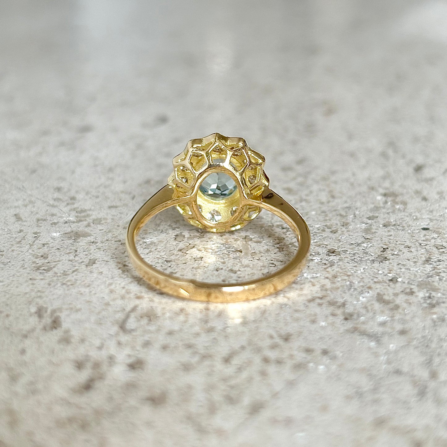Bague Marguerite - Or Jaune 750 Aigue-Marine & Diamants