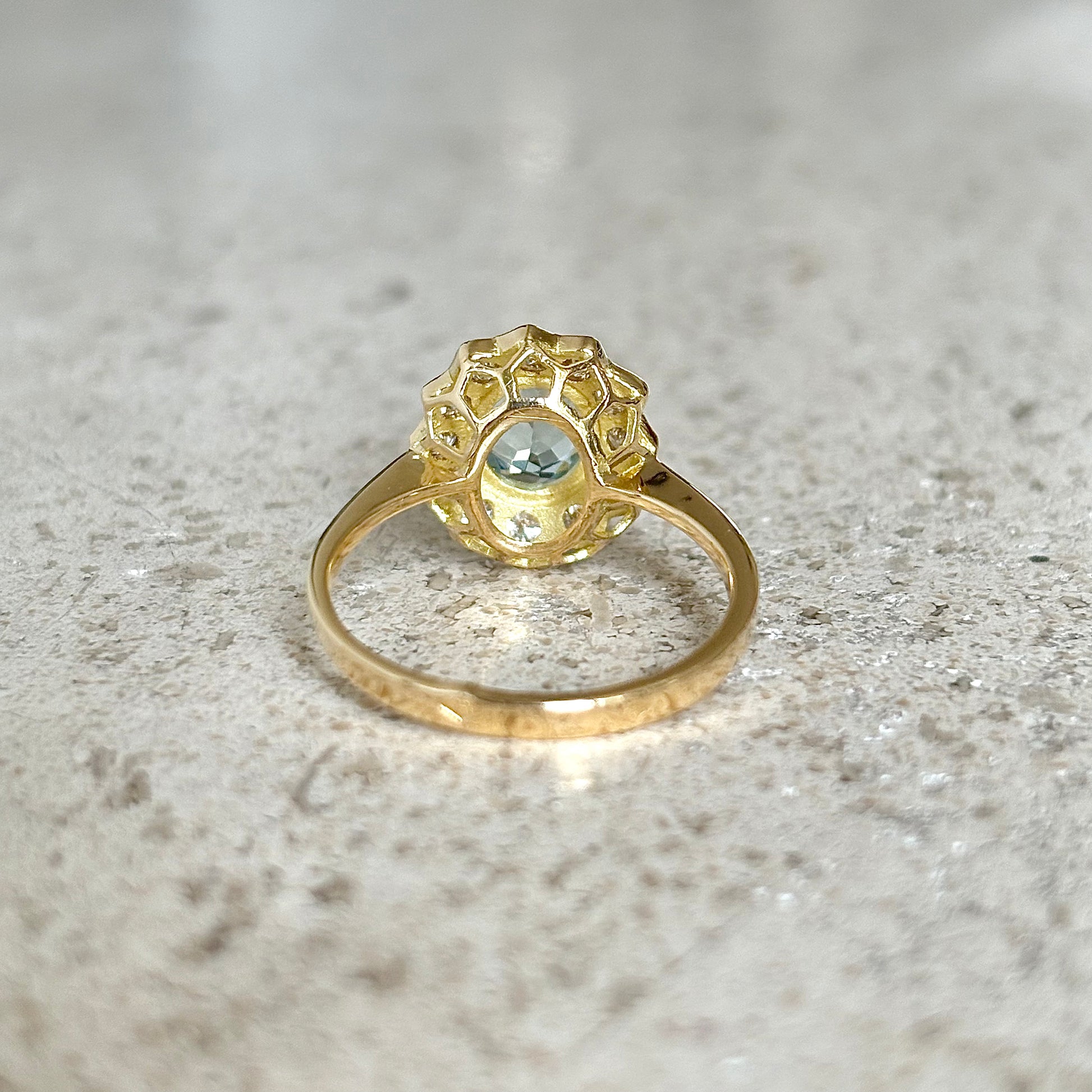 Bague Marguerite - Or Jaune 750 Aigue-Marine & Diamants