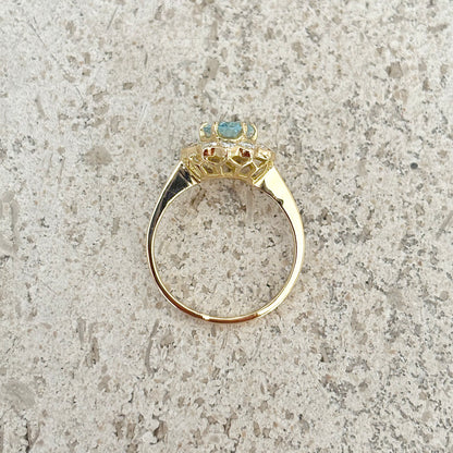 Bague Marguerite - Or Jaune 750 Aigue-Marine & Diamants