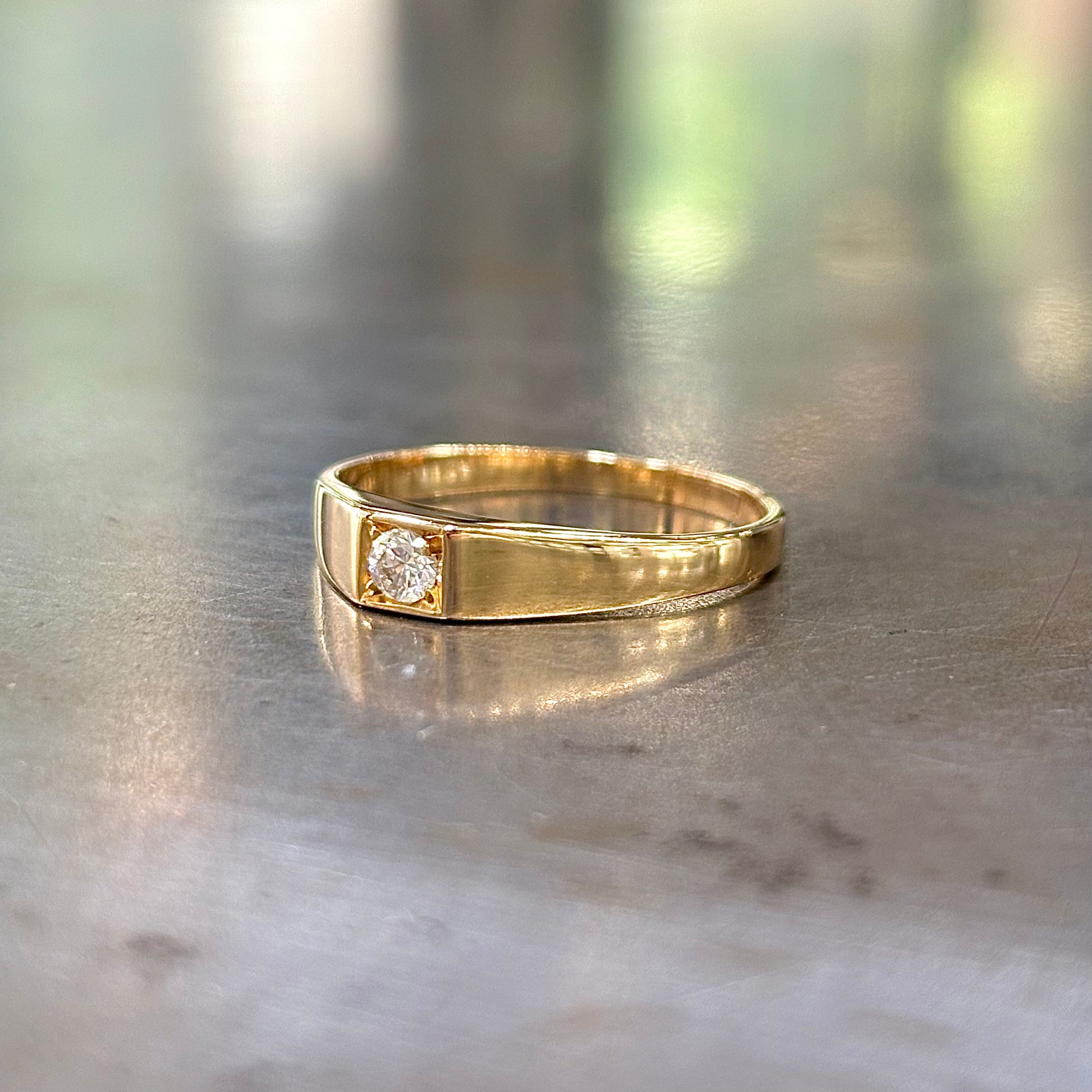 Bague Chevalière - Or Jaune 750 & Diamant