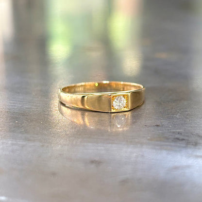 Bague Chevalière - Or Jaune 750 & Diamant
