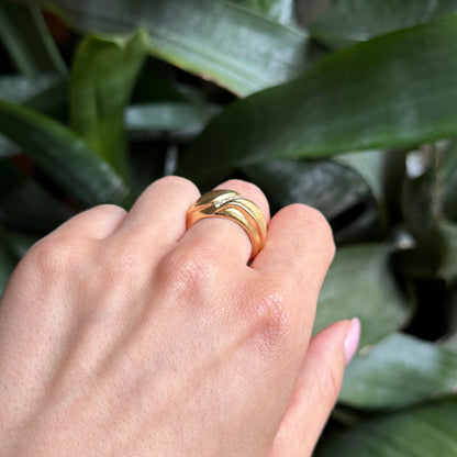 Bague Jonc - Or Jaune 750 & Diamants