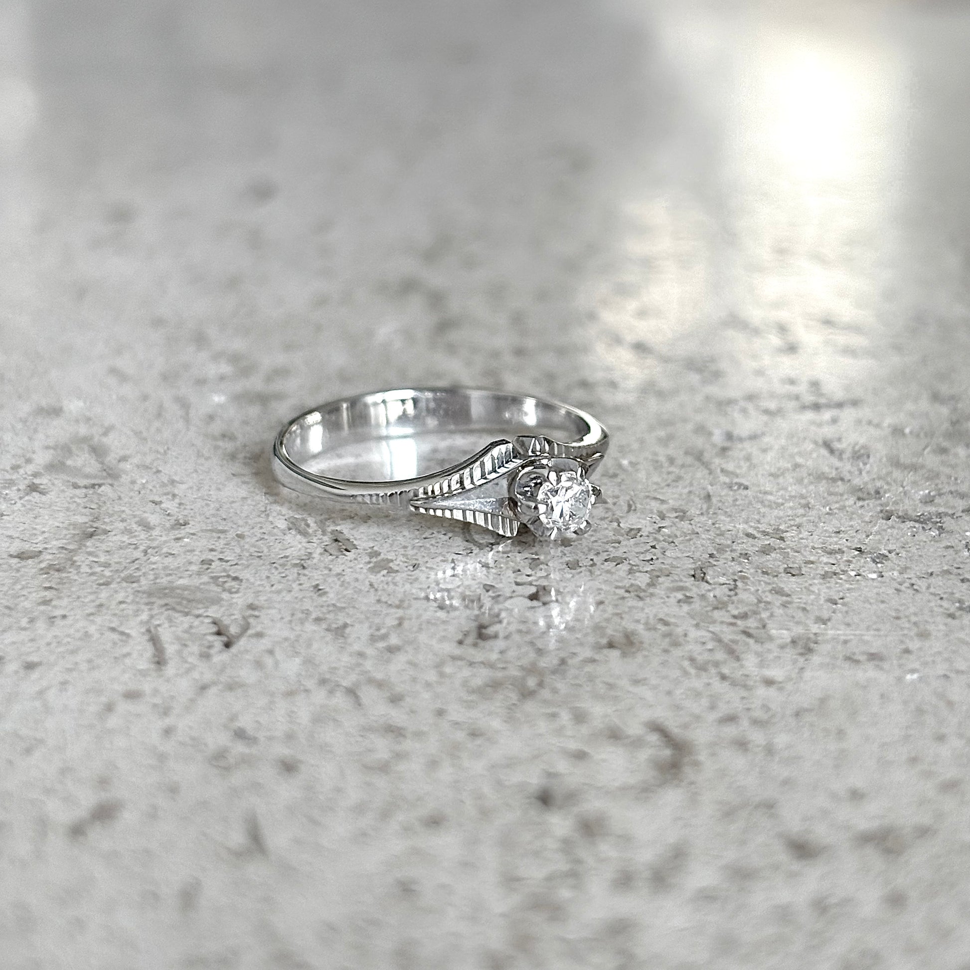 Bague Solitaire Vintage - Or Blanc 750 & Diamant