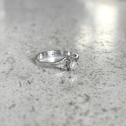 Bague Solitaire Vintage - Or Blanc 750 & Diamant