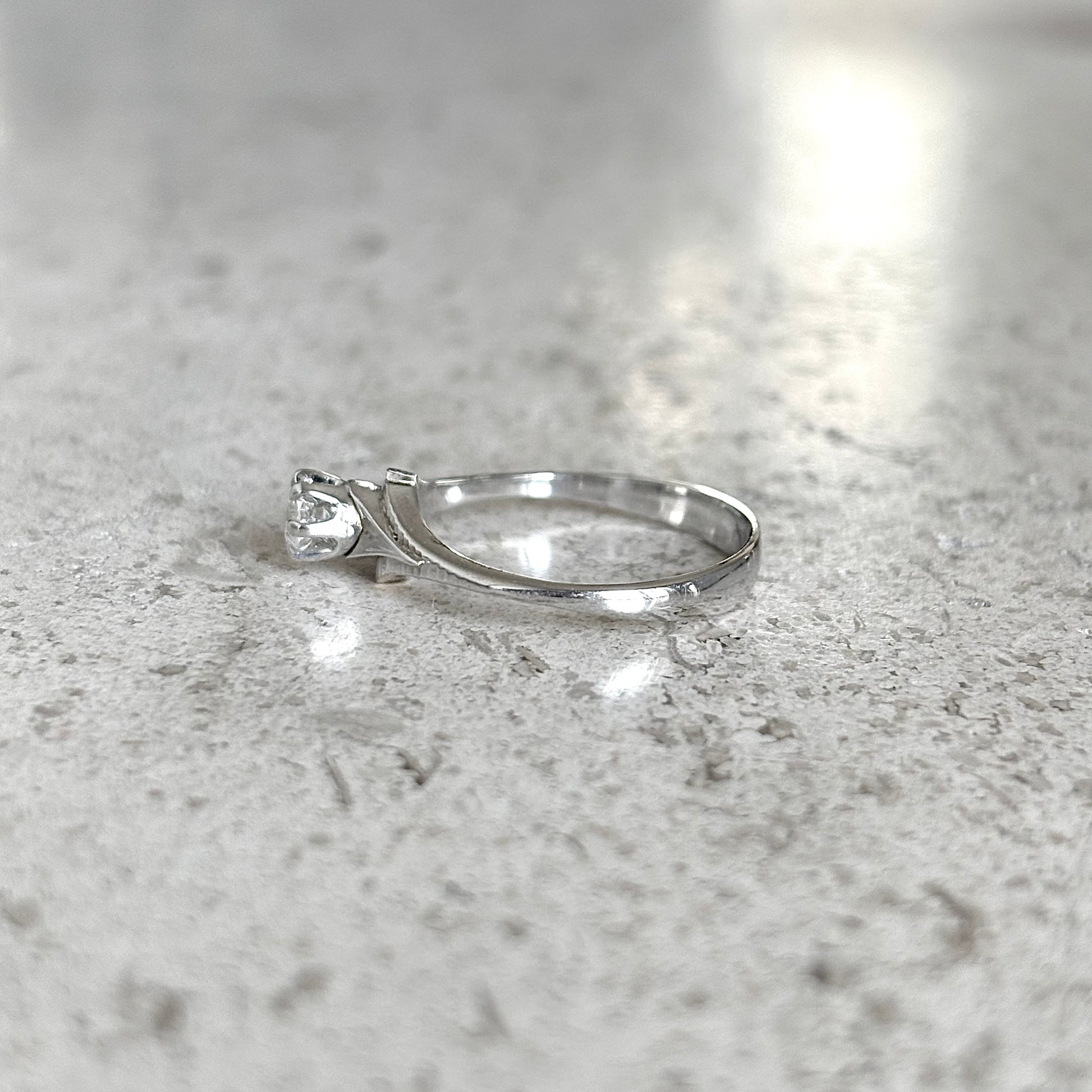 Bague Solitaire Vintage - Or Blanc 750 & Diamant
