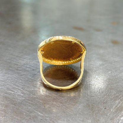 Bague Pièce - Or Jaune 750 & Pièce Or 10 Francs Marianne Coq