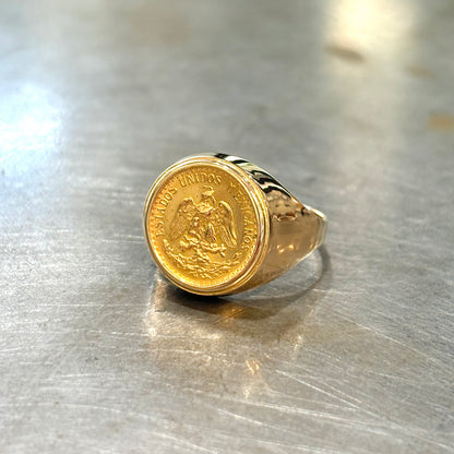 Bague Pièce - Or Jaune 750 & Pièce Or 2 Pesos