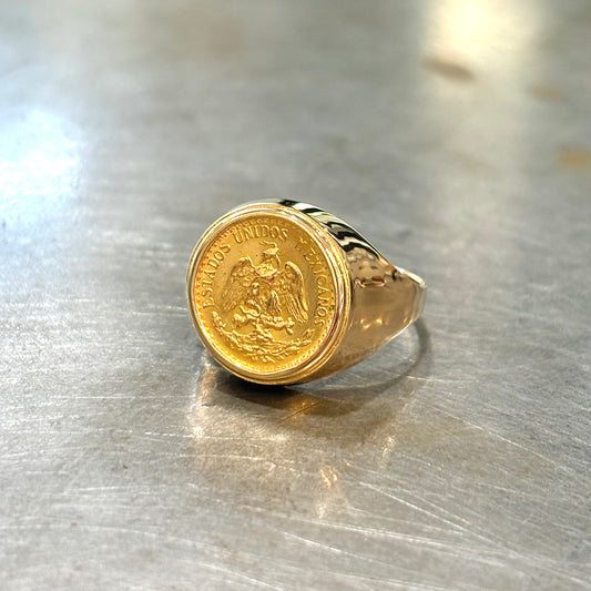 Bague Pièce - Or Jaune 750 & Pièce Or 2 Pesos