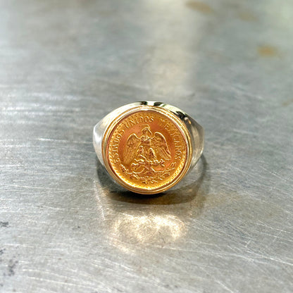 Bague Pièce - Or Jaune 750 & Pièce Or 2 Pesos