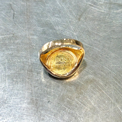 Bague Pièce - Or Jaune 750 & Pièce Or 2 Pesos