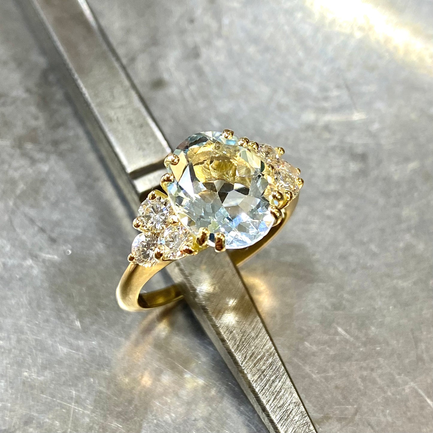 Bague Nausicaä Grande - Or Jaune 750 Aigue-Marine & Diamants