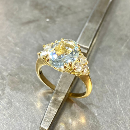 Bague Nausicaä Grande - Or Jaune 750 Aigue-Marine & Diamants