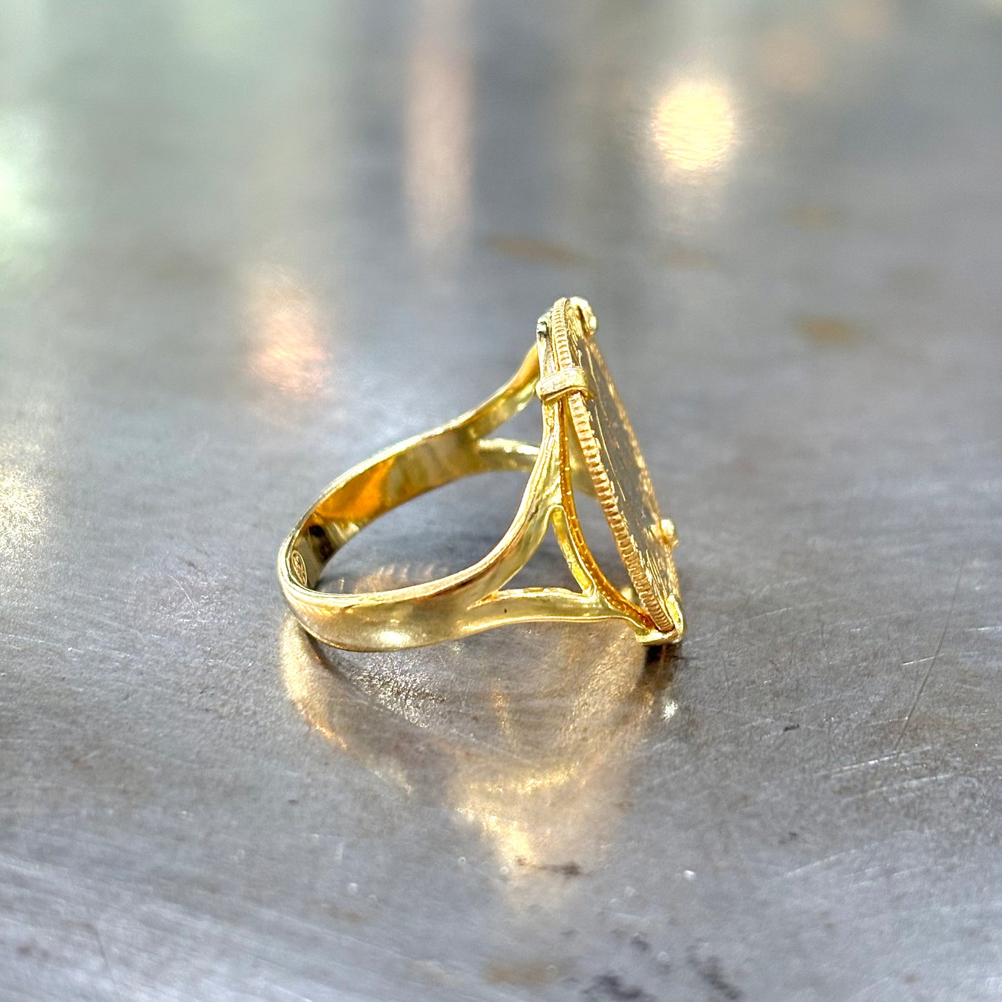 Bague Pièce - Or Jaune 750 & Pièce 10 Francs Marianne Coq