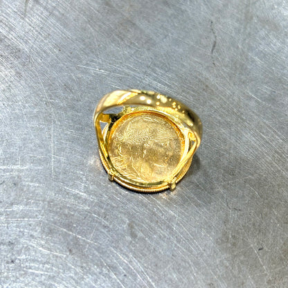 Bague Pièce - Or Jaune 750 & Pièce 10 Francs Marianne Coq