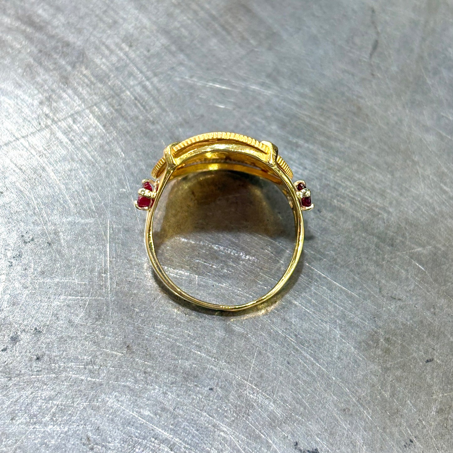 Bague Pièce - Or Jaune 750 & Pièce 10 Francs Napoléon & Rubis