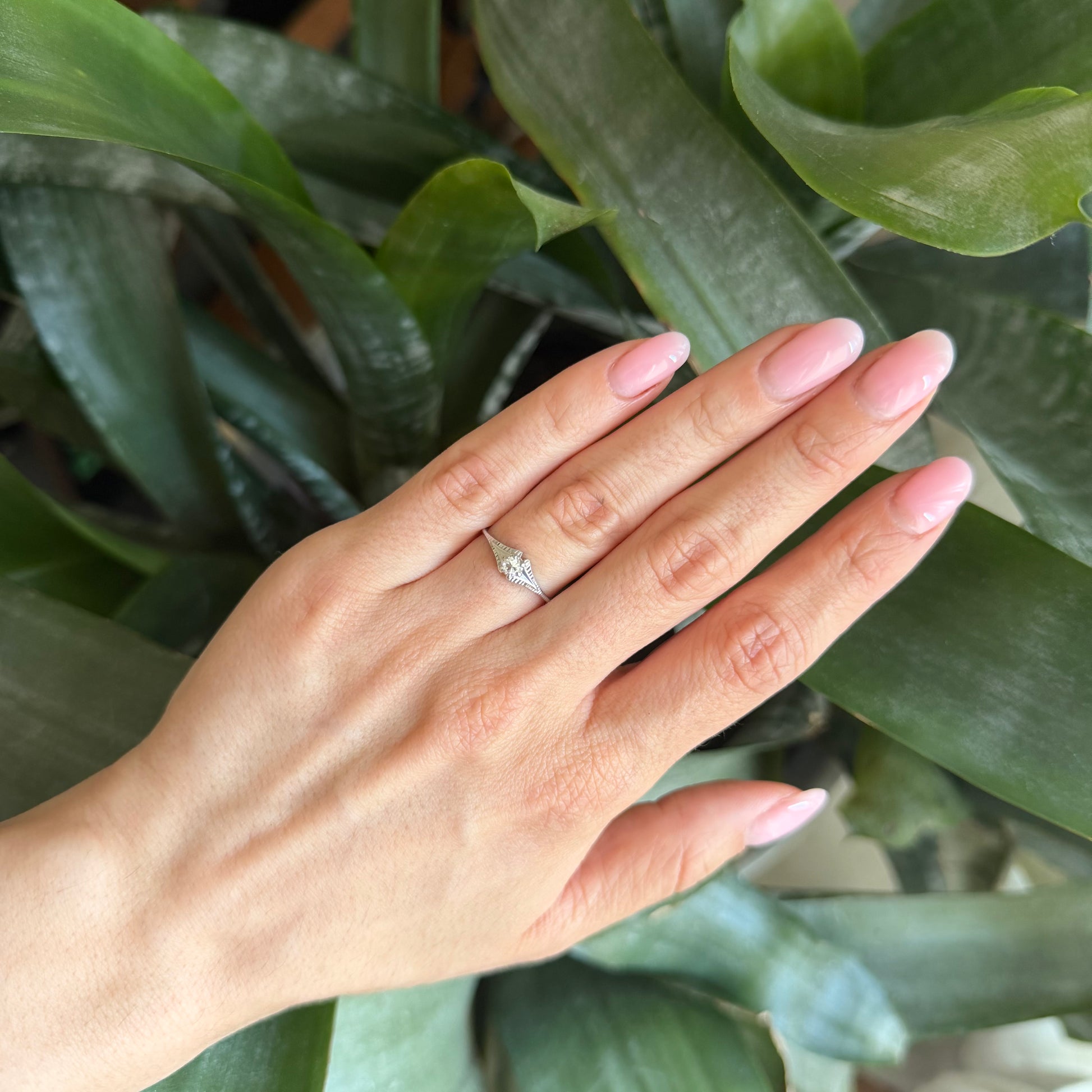 Bague Solitaire Vintage - Or Blanc 750 & Diamant