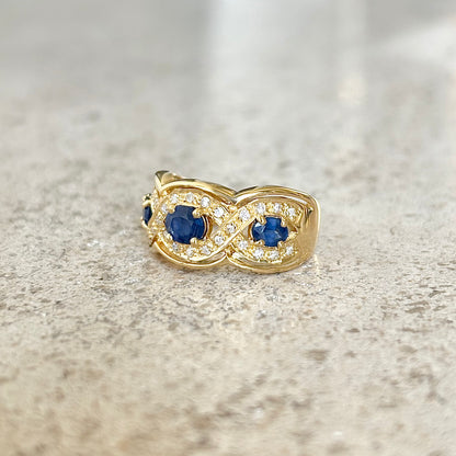 Bague Trilogie - Or Jaune 750 Saphirs & Diamants