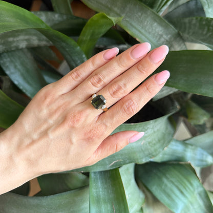Bague Cocktail - Or Jaune 750 Péridot & Diamants