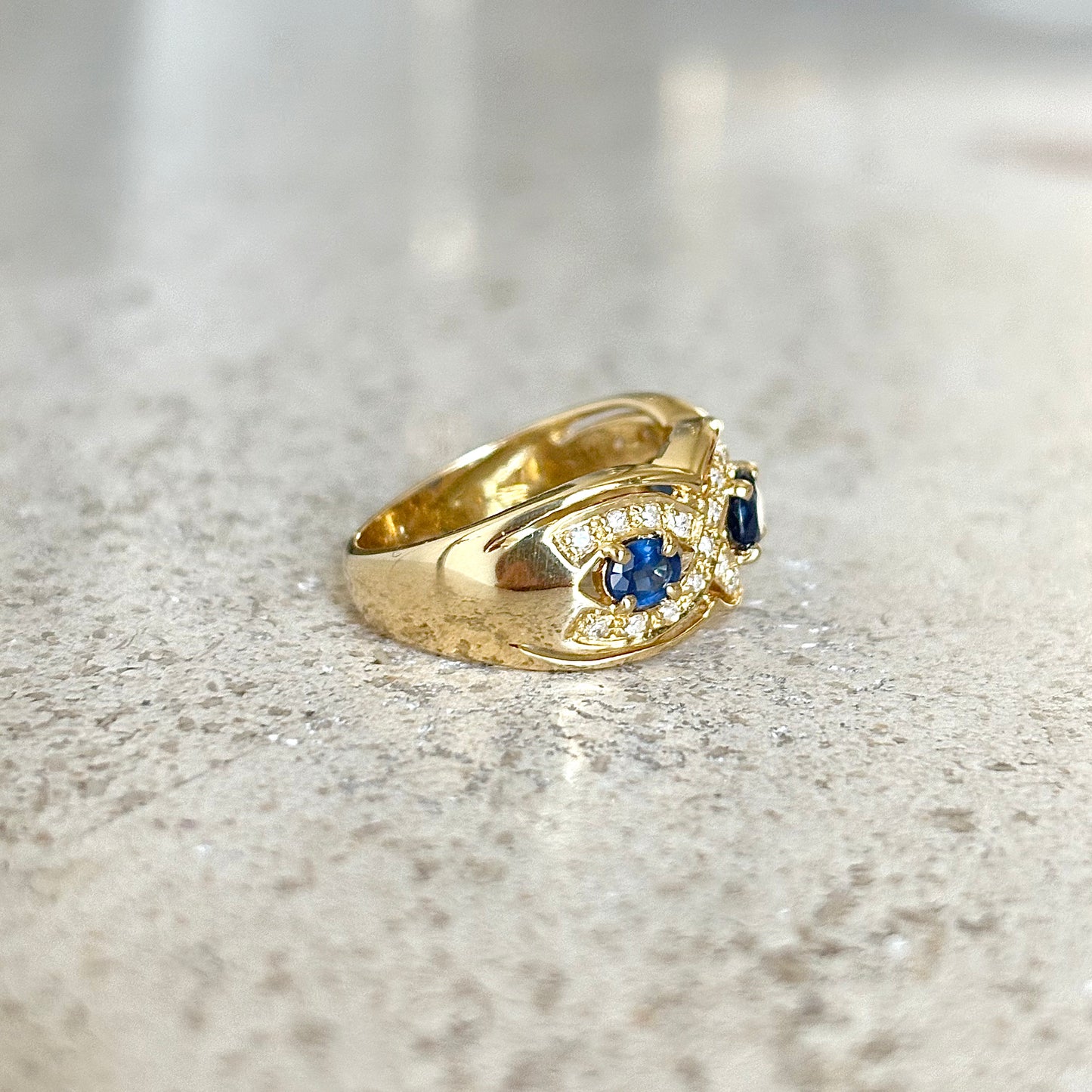 Bague Trilogie - Or Jaune 750 Saphirs & Diamants