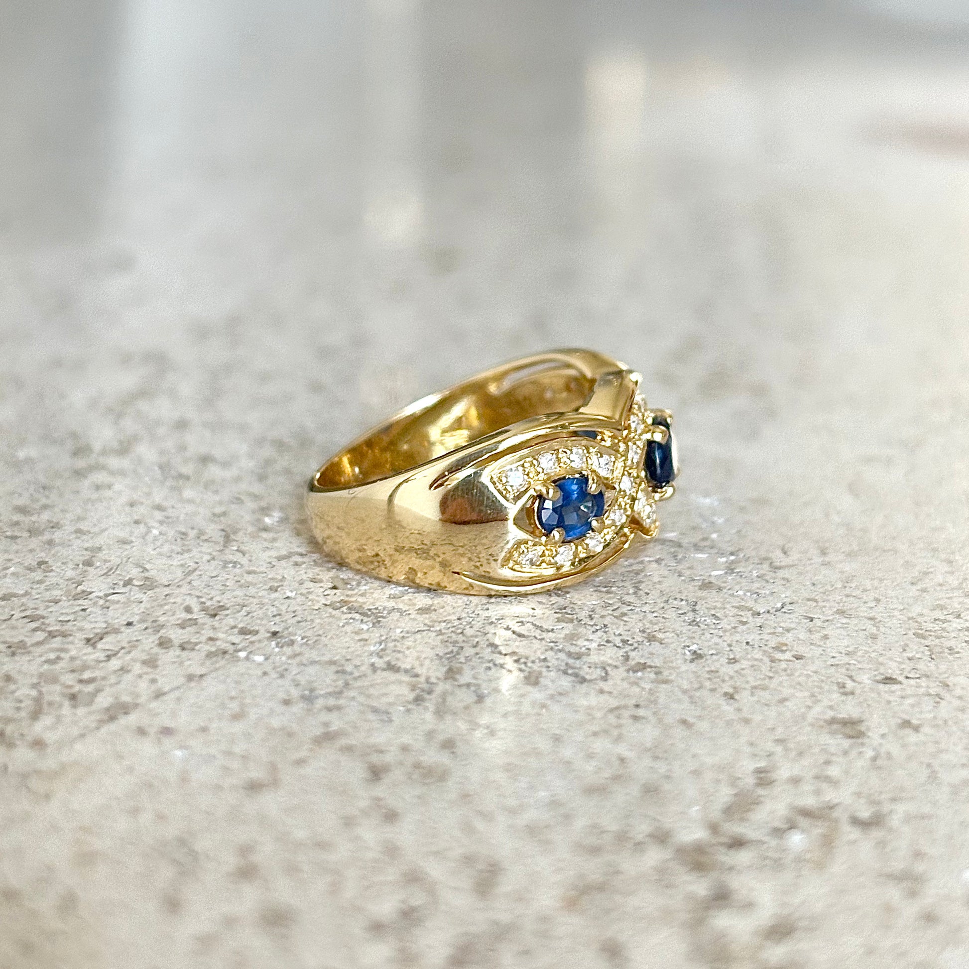Bague Trilogie - Or Jaune 750 Saphirs & Diamants
