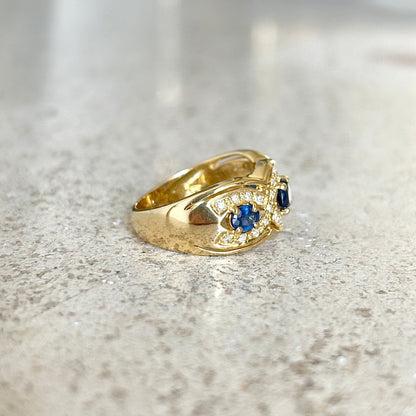 Bague Trilogie - Or Jaune 750 Saphirs & Diamants