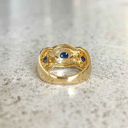 Bague Trilogie - Or Jaune 750 Saphirs & Diamants