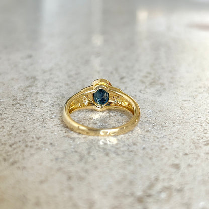 Bague Jonc- Or Jaune 750 Saphir & Diamants