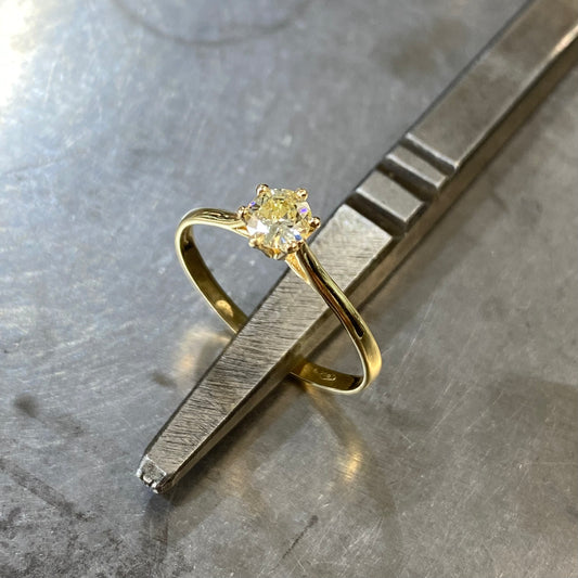 Bague Solitaire - Or Jaune 750 & Diamants Création Fremont