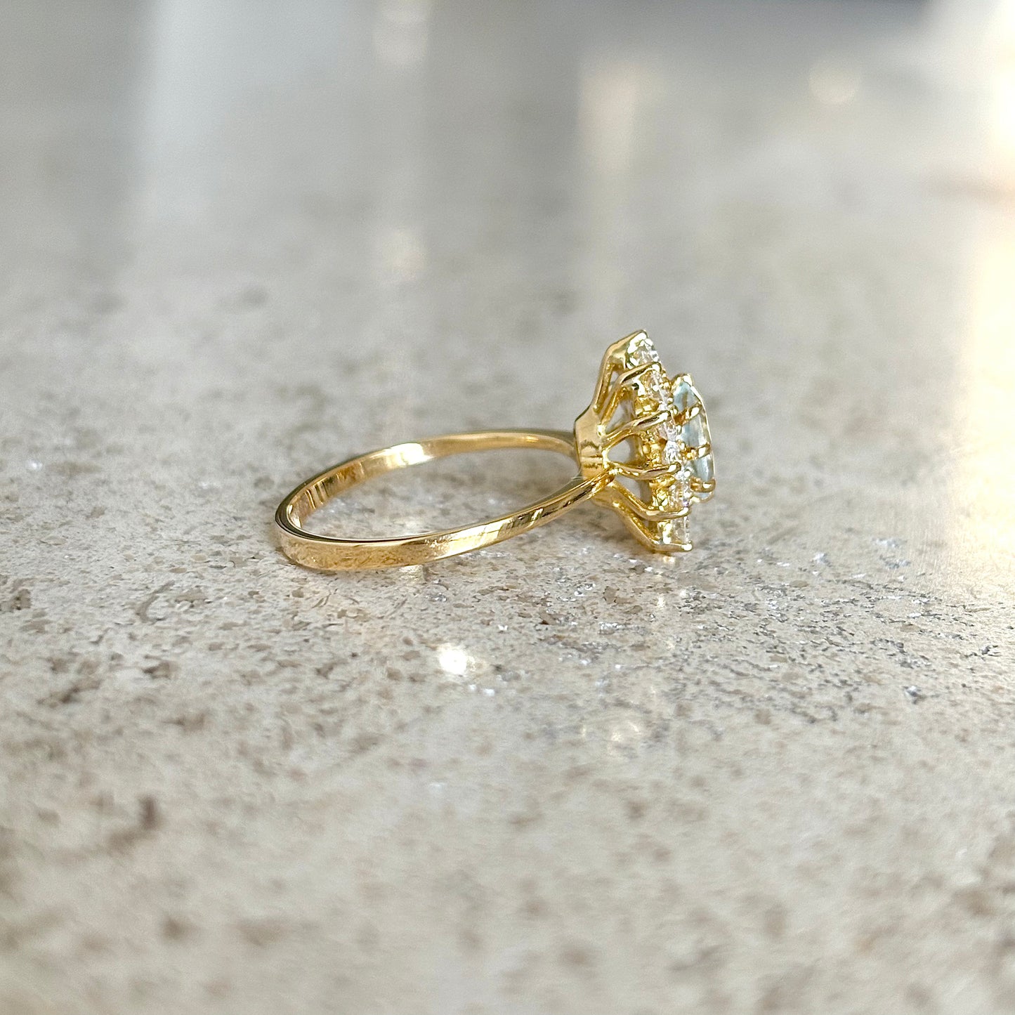 Bague Marguerite - Or Jaune 750 Aigue-Marine & Diamants