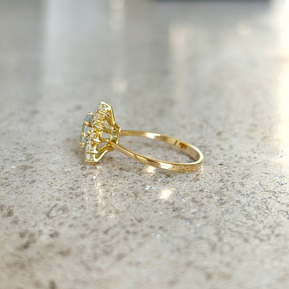 Bague Marguerite - Or Jaune 750 Aigue-Marine & Diamants